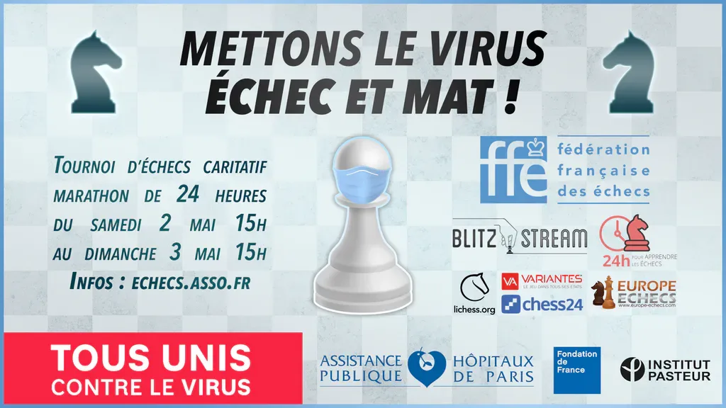 Illustration de l'article « Tournoi d'échecs marathon géant et caritatif de 24 heures les 2 et 3 mai 2020 ! »